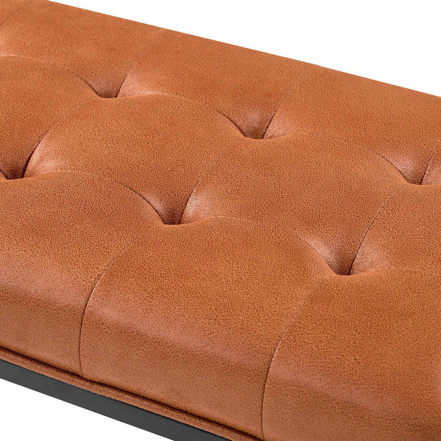 Leatherette Upholstery & Metal Base Ottoman