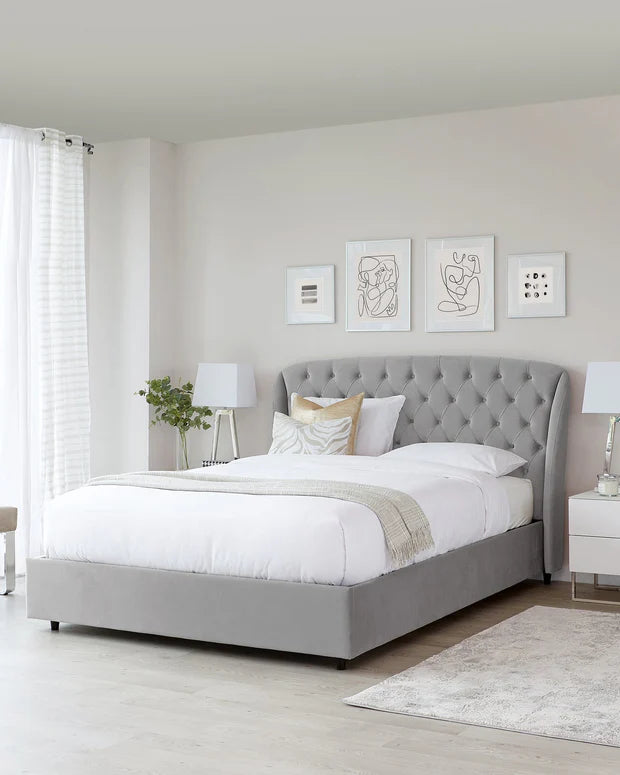 Luxury Queen Size Made in Plyboard with Upholstery ; Headboard for Button Tufted Design for Living Room