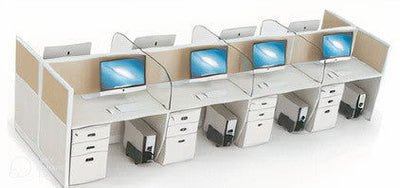 Linear Workstation Table with Acrylic based, Drawer Pedestal & Metal Leg