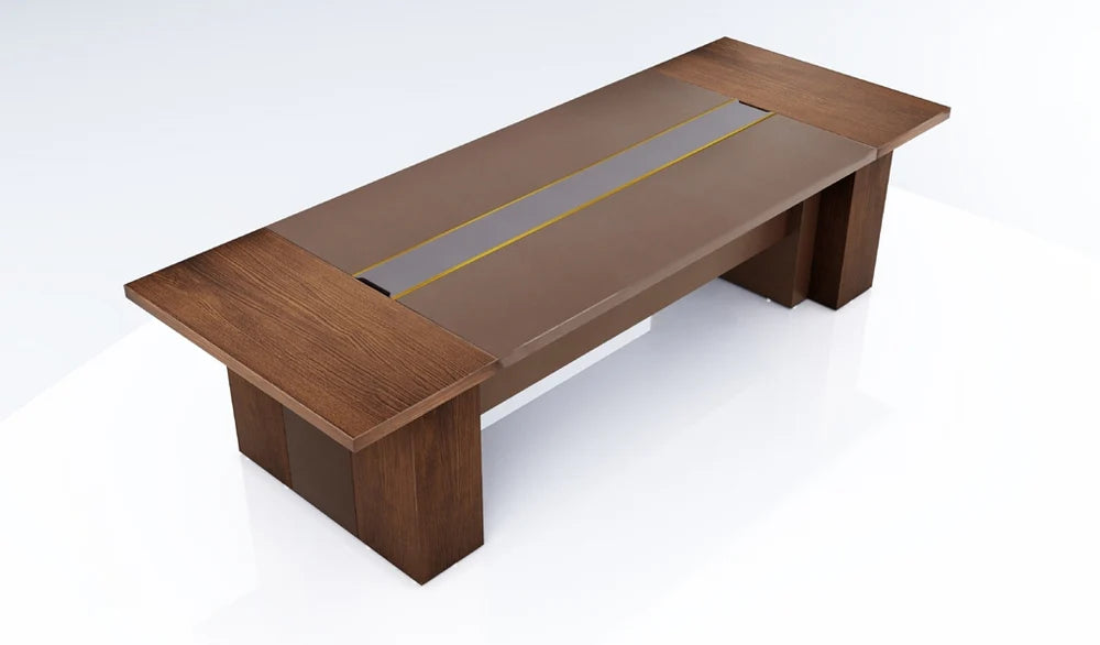 Conference & Meeting Room Table Made In MDF and Particle Board Dual Color Design Natural Finish