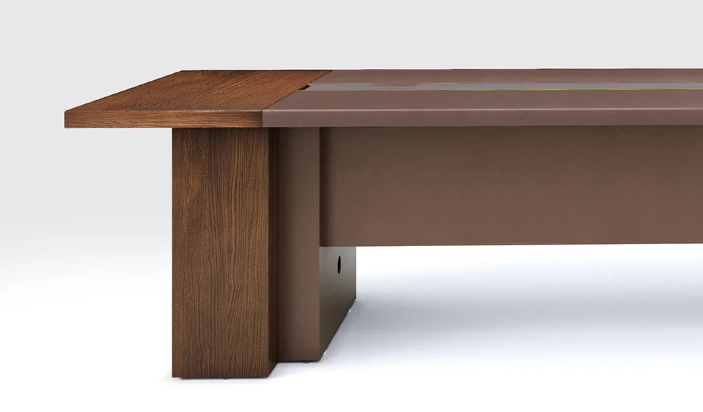 Conference & Meeting Room Table Made In MDF and Particle Board Dual Color Design Natural Finish
