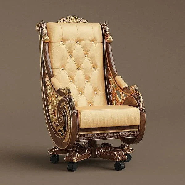 Maharaja luxury carved wooden chair