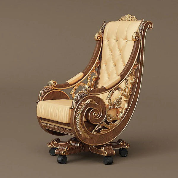 Maharaja luxury carved wooden chair