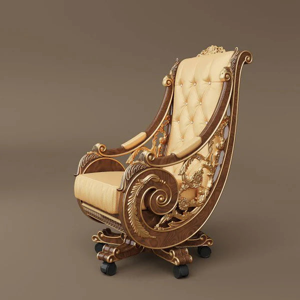 Maharaja luxury carved wooden chair