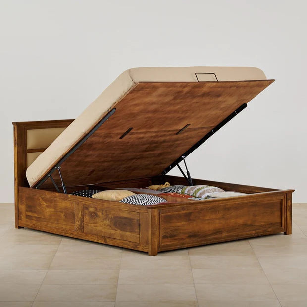 King Size Wooden Bed Stylish Spacious Design High-Quality Solid Wood Frame with Melamine Polish Finish