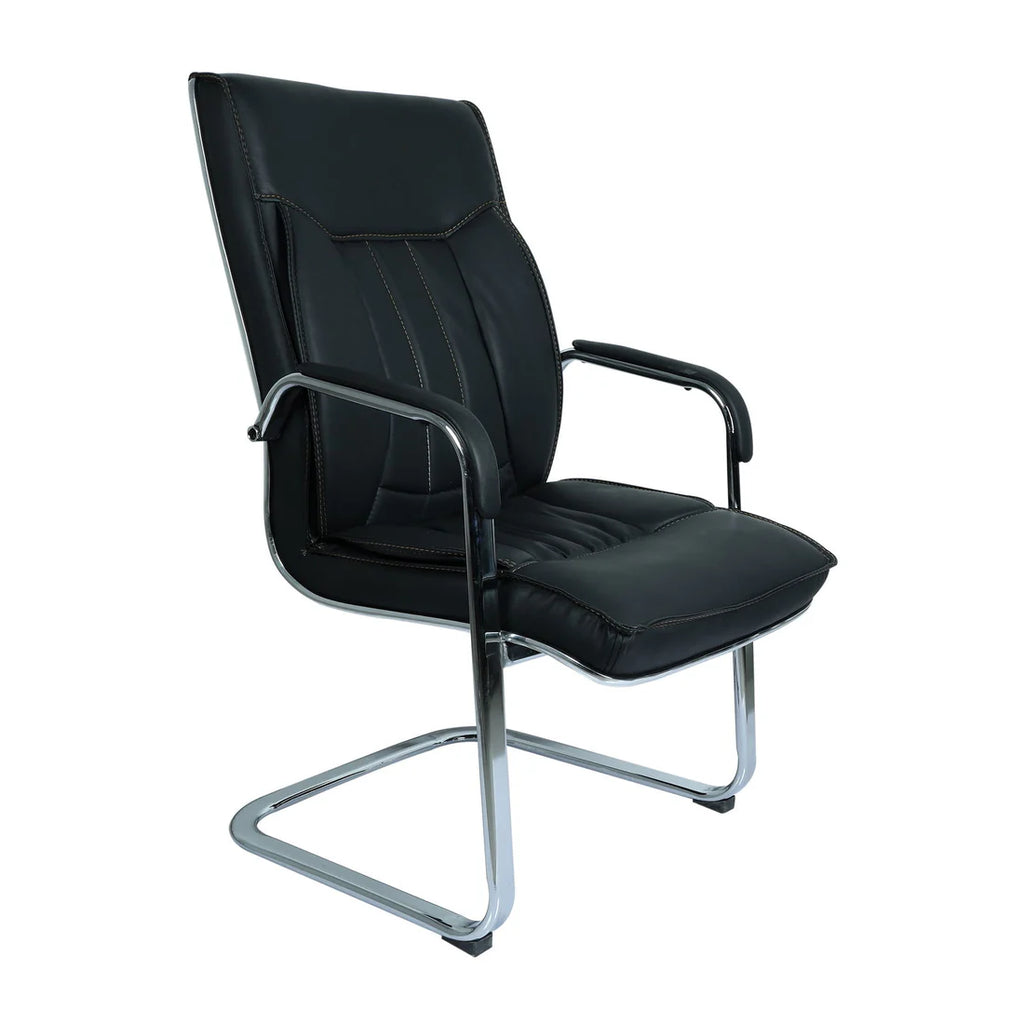 Leatherette Finish Guest Chair – Strong Metal Support for Long-Lasting Use