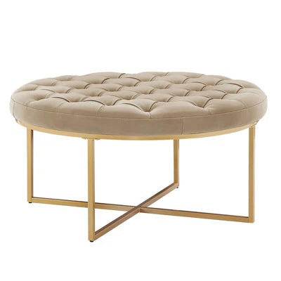 Ottoman in Fabric Upholstery &amp; Metal Base