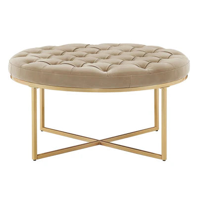 Ottoman in Fabric Upholstery &amp; Metal Base