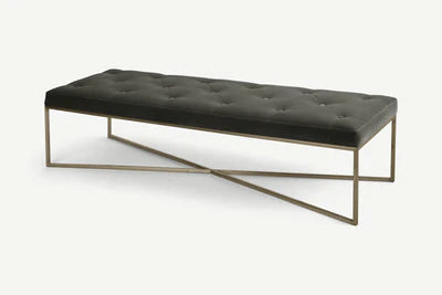 Ottoman in Fabric Upholstery &amp; Metal Base