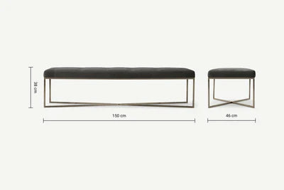 Ottoman in Fabric Upholstery &amp; Metal Base