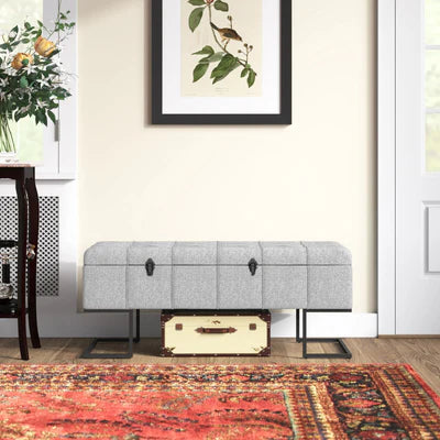 Ottoman in Fabric Upholstery & Metal Base