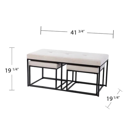 Ottoman in Fabric Upholstery &amp; Metal Base