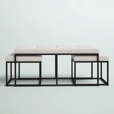 Ottoman in Fabric Upholstery &amp; Metal Base