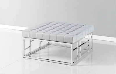 Ottoman in Fabric Upholstery &amp; Metal Base