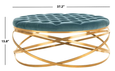 Ottoman in Fabric Upholstery &amp; Metal Base