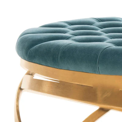 Ottoman in Fabric Upholstery &amp; Metal Base