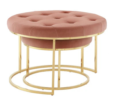 Ottoman in Fabric Upholstery &amp; Metal Base