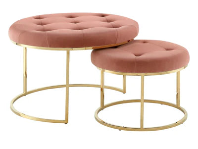 Ottoman in Fabric Upholstery &amp; Metal Base