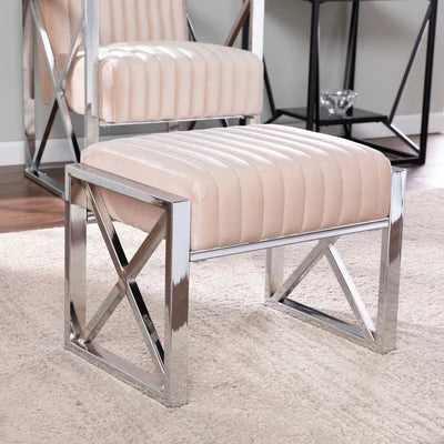 Ottoman in Fabric Upholstery  Metal Base