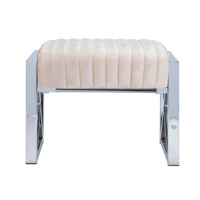 Ottoman in Fabric Upholstery  Metal Base