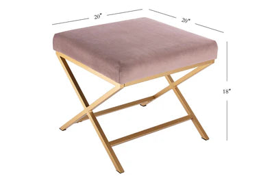 Ottoman in Fabric Upholstery &amp; Metal Legs