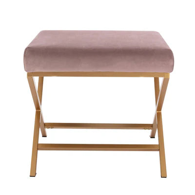 Ottoman in Fabric Upholstery &amp; Metal Legs