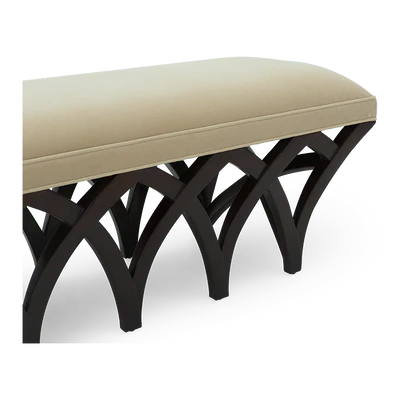 Ottoman in Fabric Upholstery &amp; Wooden Base