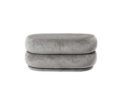 Ottoman in Fabric Upholstery &amp; Wooden Base