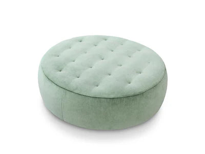 Ottoman in Fabric Upholstery &amp; Wooden Base