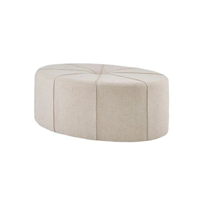 Ottoman in Fabric Upholstery &amp; Wooden Base