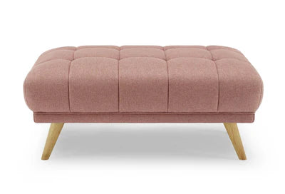 Ottoman in Fabric Upholstery &amp; Wooden Base