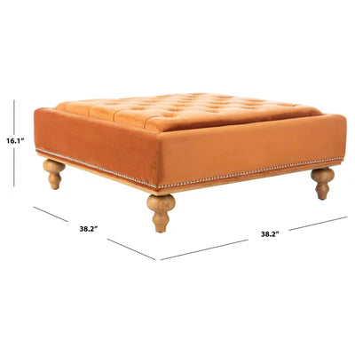 Ottoman in Fabric Upholstery &amp; Wooden Base