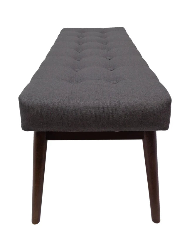 Ottoman in Fabric Upholstery &amp; Wooden Legs Base