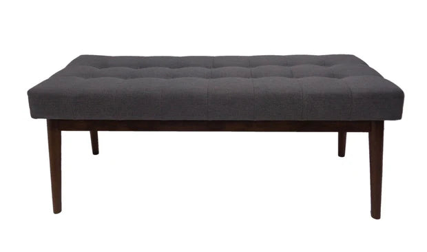 Ottoman in Fabric Upholstery &amp; Wooden Legs Base