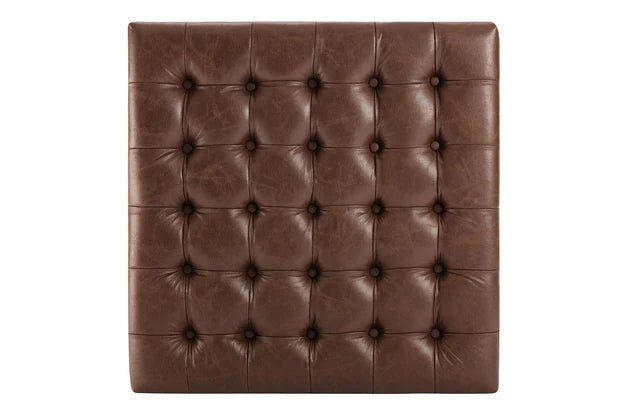 Ottoman with Leatherette Upholstery &amp; Metal Base