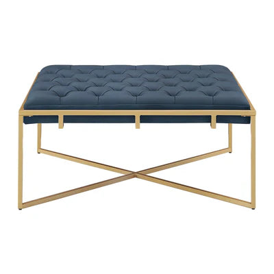 Ottoman with Leatherette Upholstery &amp; Metal Base