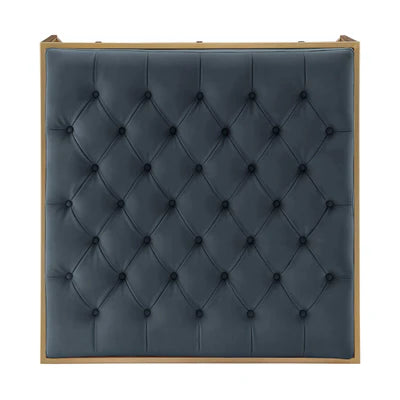 Ottoman with Leatherette Upholstery &amp; Metal Base