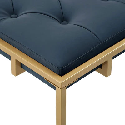 Ottoman with Leatherette Upholstery &amp; Metal Base