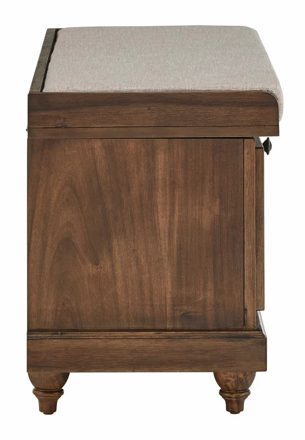 Ottoman with Storage in Fabric Upholstery &amp; Wooden Base