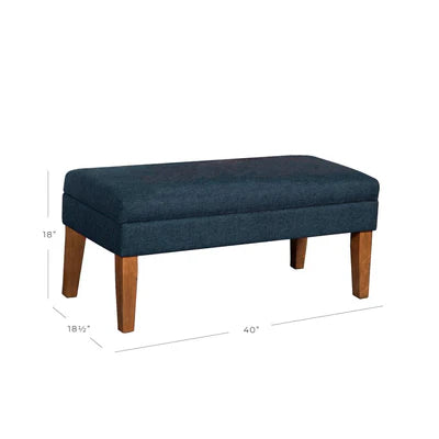Ottoman with Storage in Fabric Upholstery &amp; Wooden Base