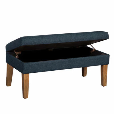 Ottoman with Storage in Fabric Upholstery &amp; Wooden Base