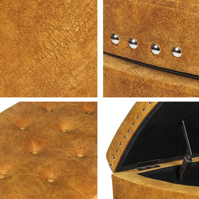 Ottoman with Storage with Suede Fabric Upholstery &amp; Wooden Base