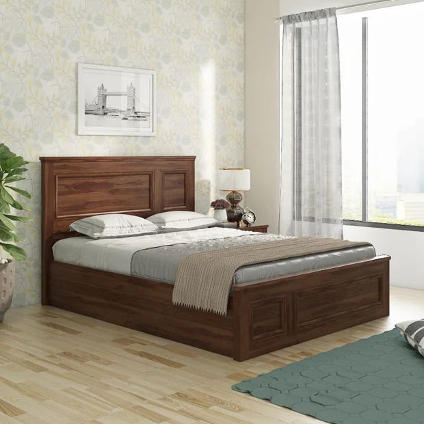 Premium King Size Wooden Bed with Solid Wood Frame, Playboard; Laminate, Hydraulic Lift Mechanism, Durable High-Quality