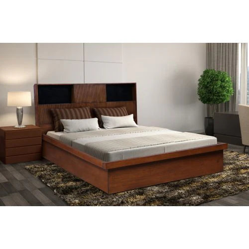 King Size Wooden Bed Solid Wood Frame with Premium Melamine Finish and Storage Strong Load