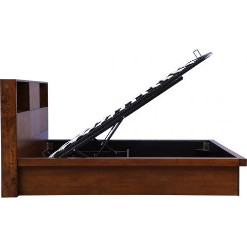 King Size Wooden Bed Solid Wood Frame with Premium Melamine Finish and Storage Strong Load-Bearing Stability