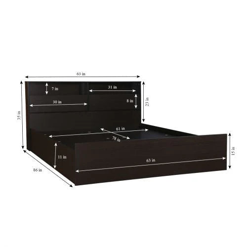 King Size Bed for Living room Modern Design Made in Plyboard with Laminate and Hydraulic Storage Durable