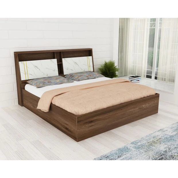 Wooden King Size Bed with Hydraulic Lift Storage, Premium Melamine Finish