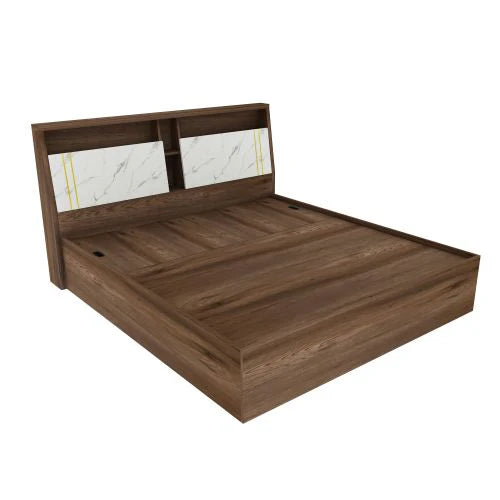 Wooden King Size Bed with Hydraulic Lift Storage, Premium Melamine Finish Scratch-Resistant Surface
