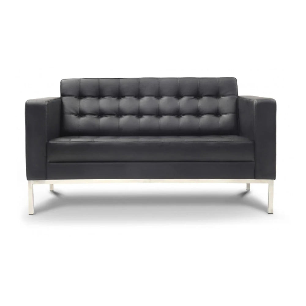 3 Seater Sofa for Home Furniture Made in Plywood Frame with Tufted Design and Leatherette Upholstery - Soft Seating & Metal Legs