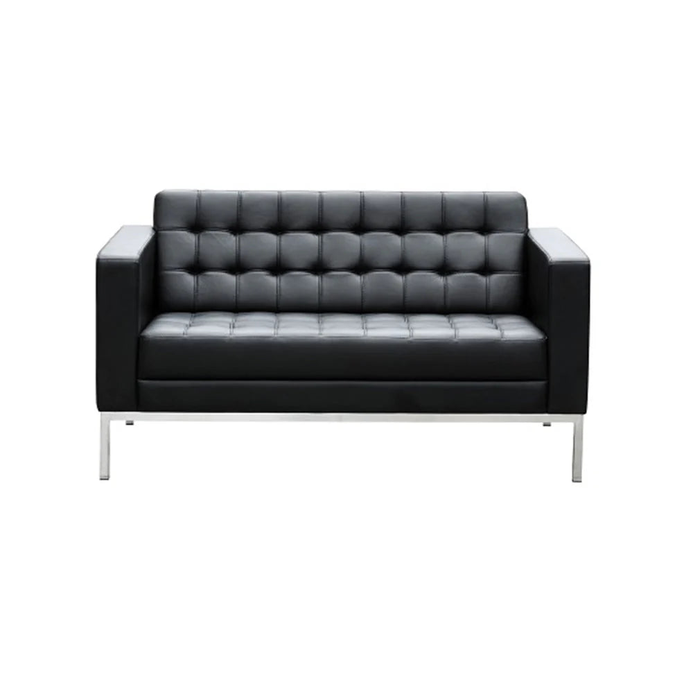 3 Seater Sofa for Home Furniture Made in Plywood Frame with Tufted Design and Leatherette Upholstery - Soft Seating & Metal Legs